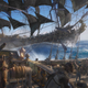 A captain shouts out orders to his crew during ship-to-ship combat.